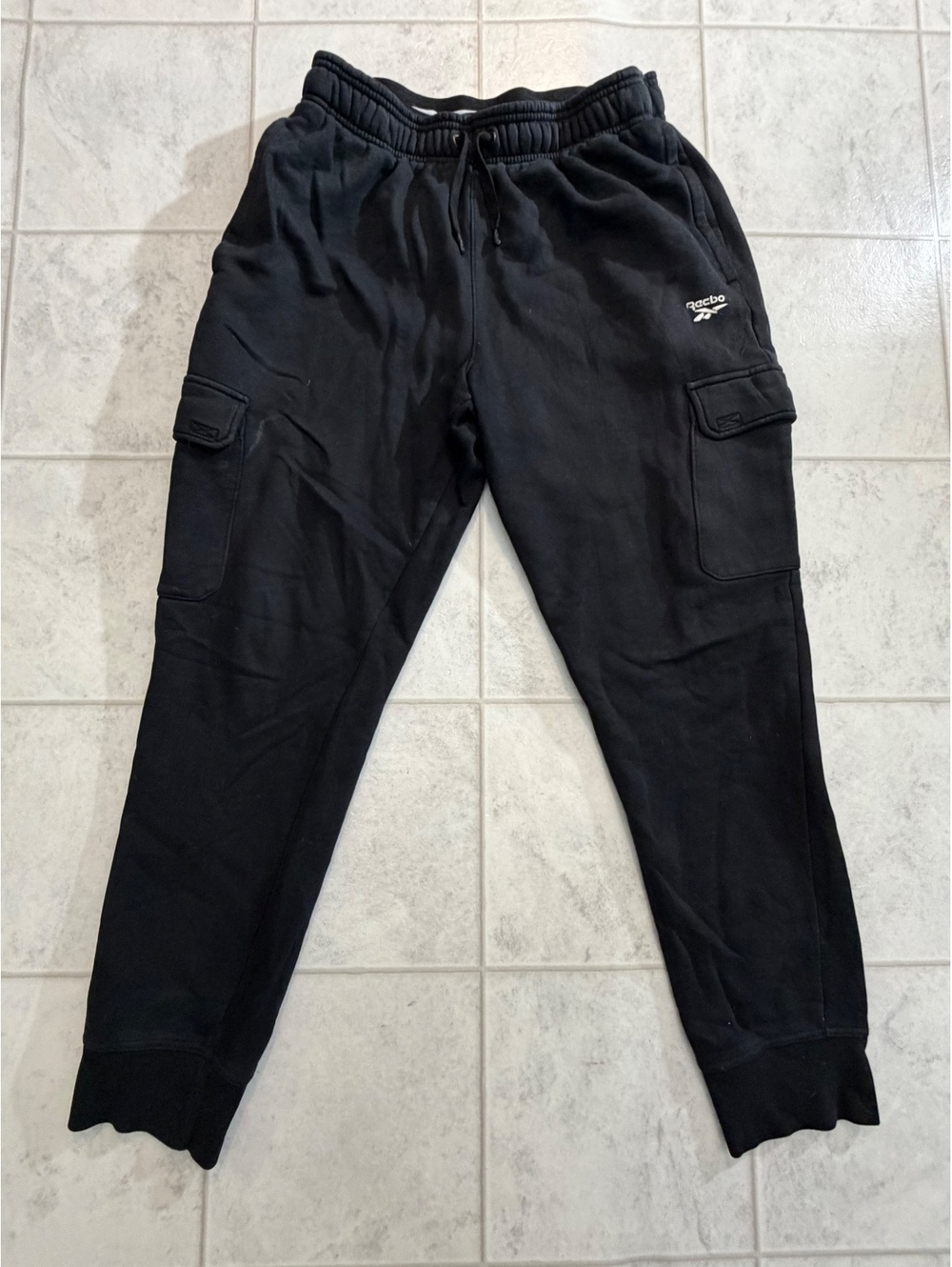 Reebok black cargo joggers